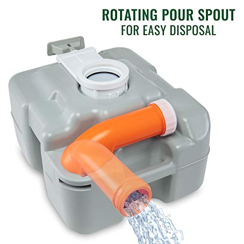 Hike Crew Advanced Portable Outdoor Camping and Travel Toilet – Adult Porta Potty w/Level Indicator, Rotating Spout, Pressure Valve, 3-Way Pistol Flush – for RV, Boat or Trailer – 5.3 Gallon (20L)