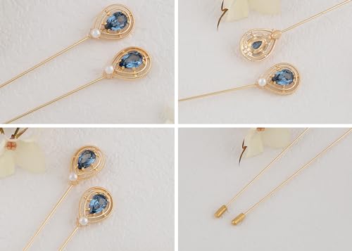 Image of Alilang Antique Vintage Hat Pin Classic Long Handle Geometric Hatpin Stick Lapel Pins for Women, Men, Pack of 2 /3