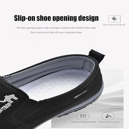 VOODUE Auguscare Shoes Men, Men's Arch Support Slip-On Canvas Loafers, Men Mesh Breathable Lightweight Non Slip Arch Support Sneakers Flats Walking Boat Shoes(Brown,US 10.5)3