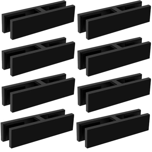 Marine Grade 180° Glass to Glass Railing Clamp Holder Kit, 8PC 304 Stainless Steel w/Anti-Vibration Pads, Saltwater Proof for Frameless Fence/Pool Deck/Balustrade,Black,15to20mm