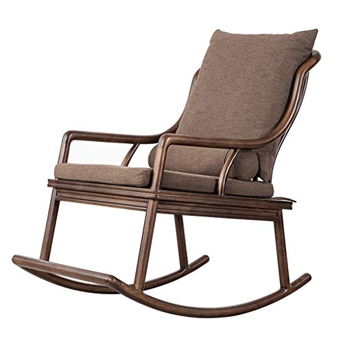 HTPOW-M Solid Wood Single Rocking Chair, Chinese Style Cushioned Patio Armchair 1206-YY (Color : A)