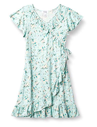 Speechless Girls' Short Sleeve Faux Wrap Knit Ruffled Dress