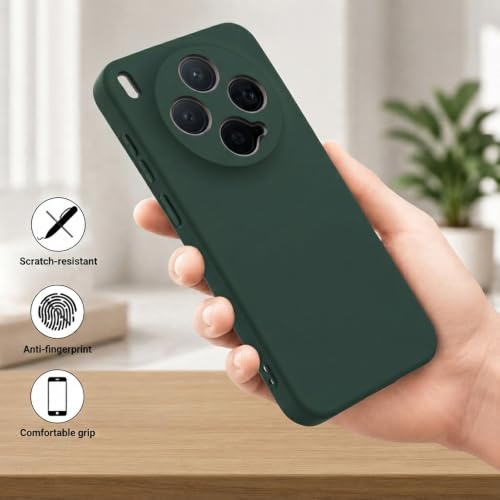 Image of Back Cover for Vivo X300 5G | Full Camera Protection | Premium Liquid Silicon Case | Flexible Bumper Case for Vivo X300 5G (Military Green)