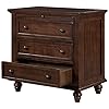 Knocbel 3 drawer nightstand with pull out tray wooden bedside night stand sofa side end table with legs 110lbs weight capacity 281 h x 28 w x 169 d brown  urban country home decor