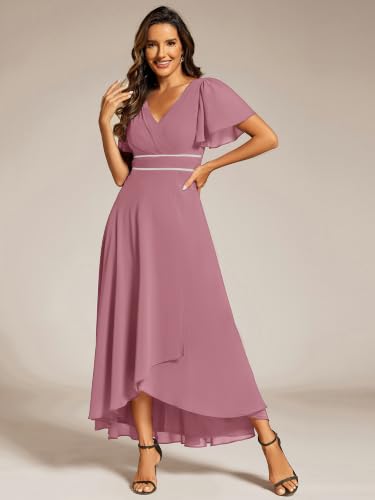 Image of Ever-Pretty Summer A-Line V-Neck Formal Dress for Women Empire Waist Chiffon Mother of the Bride Wedding Guest Dresses 41981