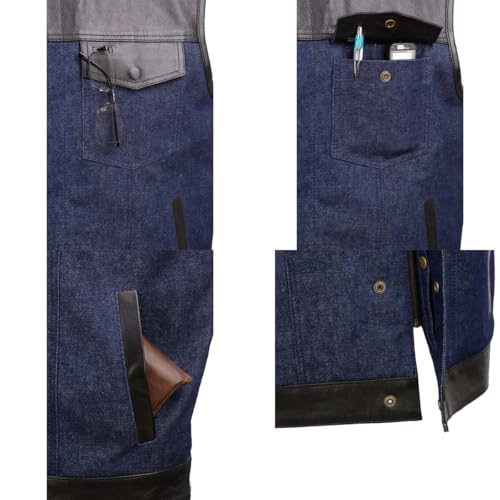 Milwaukee Leather MDM3004 Men's Brute Dual Closure Blue Denim and Black Leather Club Style Vest4