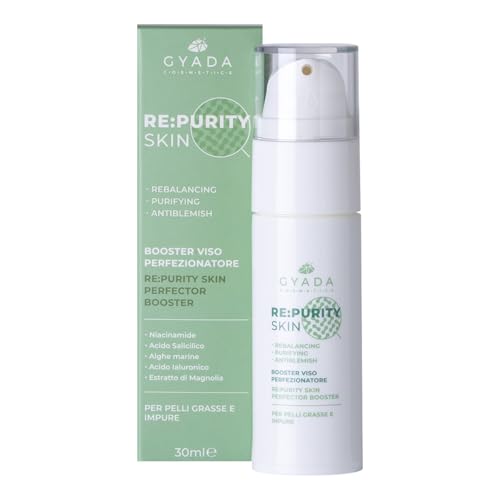 Gyada Cosmetics, Re:Purityskin Booster Viso Perfezionatore, Siero Viso Concentrato Per Pelli Grasse, Impure, Miste E A Tendenza Acneica, Riduce L’Eccesso Di Sebo, Con Acido Ialuronico, 30 Ml
