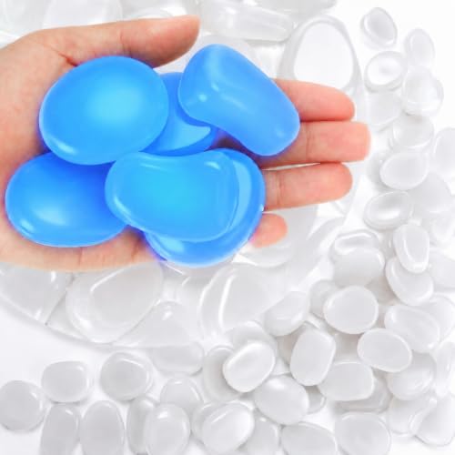 Image of Landical 300 Pcs 1.8 Inch Large Glow in The Dark Rocks Glow in The Darks Pebbles Outdoor Fish Tank Rock Aquarium Luminous Stone for Landscaping Succulent Plant Decor, 4700g /10.36lbs(White)