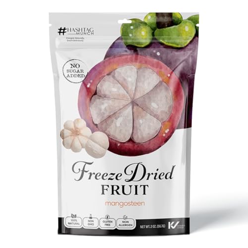 Life Plus Style Gourmet Hashtag Munch Freeze Dried Mangosteen Crunchy Snacks for Kids and Adults No Added Sugar Non GMO Sweet Fruit Snacks Gluten Free 56.7G Resealable Bag