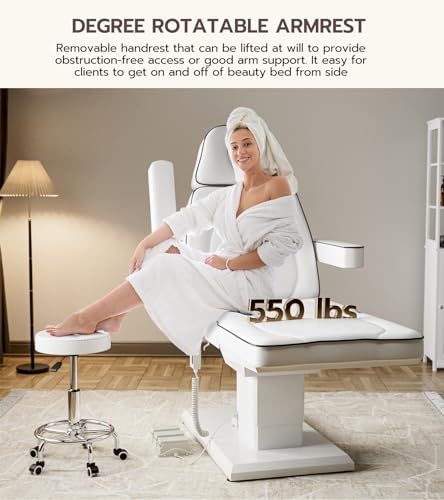 Fully-Electric-Esthetician-Chair-Facial-Bed-4-Section-Tattoo-Chair-Bed-Massage-Table-w3-Motors-Adjustments-Medical-Aesthetic-Chair-for-Wax-Beauty-Microblading-Spa-White
