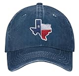 LUADSN Texas Hats for Men Women Embroidered Baseball Cap Adjustable Washed Baseball Hat Navy Blue