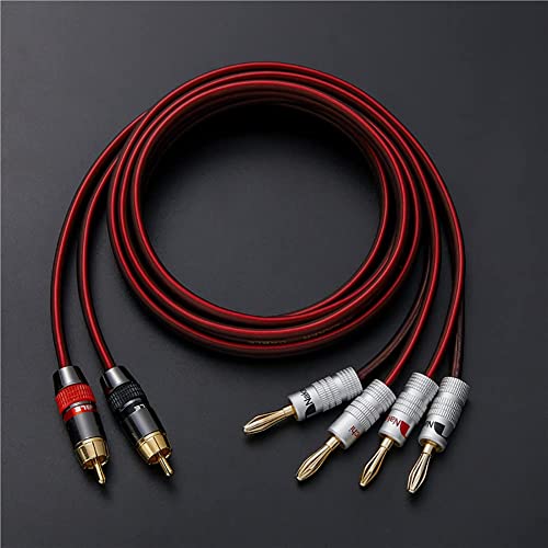 Jorzor Audiophile Hi-Fi 14 Gauge Ofc Speaker Cable With Rca Male (Black & Red) To 2 Bananas Plugs, 2 Pack/1Pair, (1M(3.3Ft), 1 Pair(Rca To 2 Banana)) #TOP3
