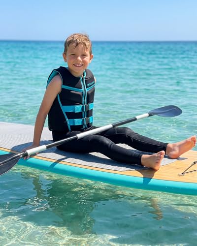 Owntop Schwimmhilfe für Jugend Kinder, verstellbare Auftriebsweste Unisex, Schwimmweste mit Sicherheitsverschlüsse zum SUP Kajakfahren Angeln Segeln - Schwarz L