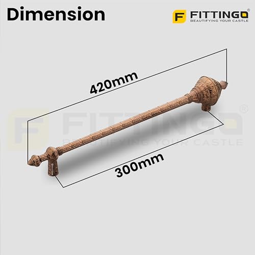 Image of Royal Gada Door Handle for Main Door /16 Inch Traditional Main Door Handle /Pull Push Handle for Home /Office /Hotels Doors - (Hole to Hole 300mm, Pack of 1) - PVD Rose Gold- 3 Years Warranty