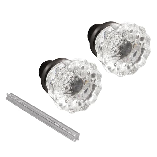 Prime-Line E 28317 Mortise Style Fluted Glass Door Knobs - Perfect for Replacing Broken Antique Lock...