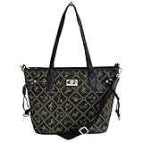 Giulia Pieralli Damen Handtasche All-Over Muster Print Glamour Damentasche Umhängetasche Henkeltasche XL Bag - präsentiert von ZMOKA® (Schwarz)