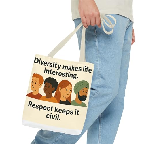 Diversity Respect Tote Bag, Inspirational Tote, Reusable Shopping Bag, Eco-Friendly Tote, Gift for Activist3