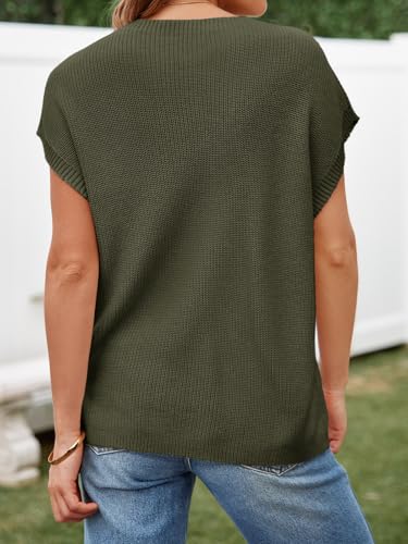Image of Imily Bela Summer Fall Short Sleeve Sweater for Women | 2026 Crew Neck Ribbed Knit Vests Trendy Pullover Tops,Sweater Tank Tops,Sweater Vest
