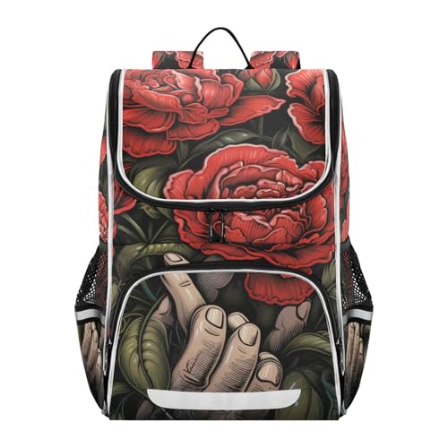 Mochila de calavera de azúcar para portátil bolso escolar juvenil reflectante