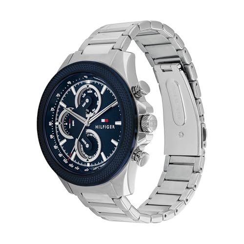 Tommy Hilfiger Orologio Analogico Multifunzione Al Quarzo Da Uomo Con Cinturino In Acciaio Inossidabile Argentato - 1792080 - 2