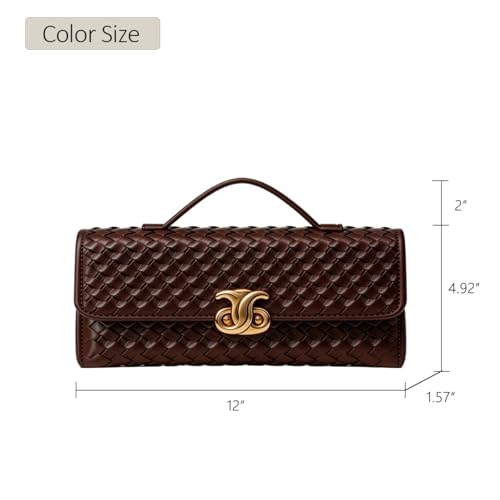 Image of JYG Woven Handbag for Women Fashion Evening Shoulder Bag PU Leather Handmade Clutch Purse Casual Crossbody Bags 2024