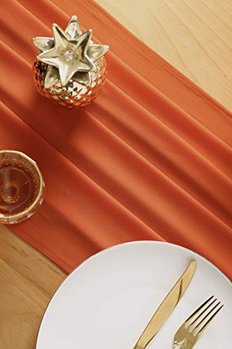Sherway 27 X 120 Inch Burnt Orange Chiffon Wedding Table Runner, Soft Semi Sheer Table Runner Overlay, Rustic Wedding Bridal Shower Baby Shower Decoration #TOP5