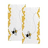 Hand Towels Face Towels Set of 2 Honey Bumble Bee Hive Cute Cartoon Soft Comfortable Polyester Micro