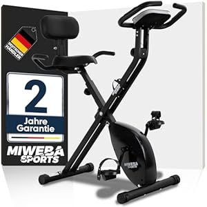 Miweba Sports Heimtrainer Fahrrad klappbar | Hometrainer leise bis 150 kg mit Komfort-Sattel | Ergometer Pedaltrainer Beintrainer Fitnessbikes Indoor Bike Home Trainer Fitness Fahrrad für Zuhause