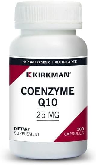 Kirkman Coenzima Q10 25 mg - Hipoalergénico  100 cápsulas vegetarianas  CoQ10  Apoya el sistema inmunológico  Sin gluten y caseína  Las cápsulas son