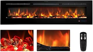 Benrocks 183cm Electric Fireplace Inserts, Recessed and Wall Mounted Fireplace Heater, Linear Fireplace w/Thermostat, Remote & Touch Screen, Multicolor Flame, Timer, Log & Crystal, 750W/1500W