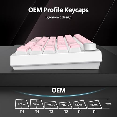 Image of PBT Pink Pudding Keycaps Set 117 Keys, Double Shot Translucent OEM Profile for ISO & ANSI Layout 61 /68 /84 /87 /104 Keys Mechanical Keyboard(Pink Pudding)