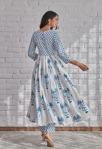 Image of ANNI Designer Women's Rayon Blend Printed Anarkali Kurta with Pant & Dupatta