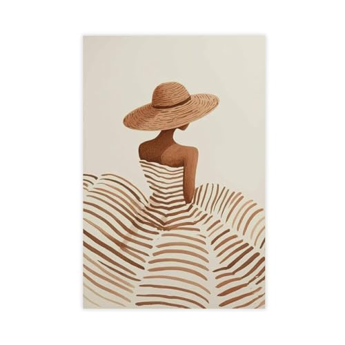 Art sur toile bohème minimaliste beige-marron 30x45 cm pour décoration murale de salon