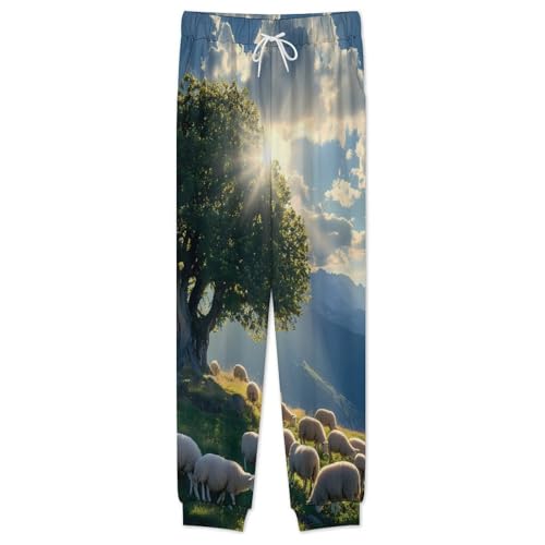 Mountain Landscape Sheeps Christian Men’s Pajama Set Long Sleeve Top And Pants Loungewear Sleepwear Pjs Nightwear2
