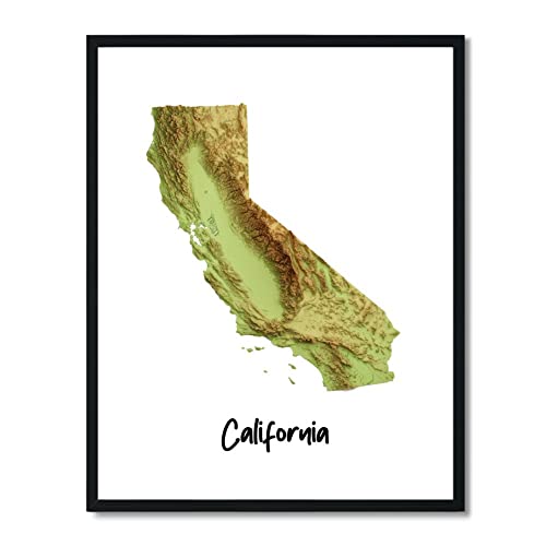 Susie Arts 11X14 Unframed California United States 3D Topography Terrain Modern Relief Abstract Map Art Print Poster Wall Decor Sdap662 #TOP10