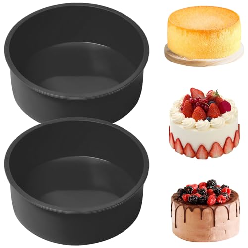 YXHZVON 2 Pezzi Stampo per Torte Silicone, 6 Pollici Rotonda Tortiera in Silicone Nero, Antiaderenti e Rilascio Rapido per Torte a Strati, Formaggio, Torte Arcobaleno e Chiffon