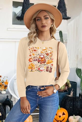 Fall Shirts for Women Pumpkin Farm T-Shirt Autumn Harvest Long Sleeve Shirt Pumpkin Season Tee Thanksgiving Tops3