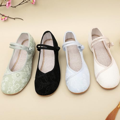 Slip On Shoes Vintage Womens Flats Buckle Embroideried Mary Janes3
