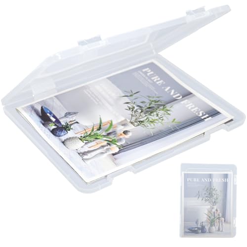 Elezeal A4 Paper Holder Portable File Box Clear Plastic Document Case Waterproof Dustproof PP Storage Folder Magazine Filing Organizer Office/School Supplies(1-Pack-Clear-Updated)