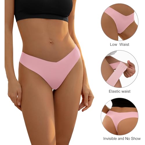 Image of DEANGELMON Seamless Thongs for Women No Show Thong Underwear Women Comfortable Multiple Pack