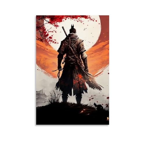 LaFegoude Samurai Poster Dekorative Malerei Leinwand Wandkunst Wohnzimmer Poster Schlafzimmer Malerei,Wandkunst Bilddruck Moderne Familienzimmer Dekor 08x12inch(20x30cm)