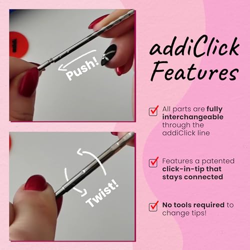 Image of skacel by addi addiClick Interchangeable Knitting Needles Set, Circular Needle Kit with Ewenicorn Rocket Plated Brass Tips and Nylon Cords
