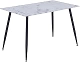 NIERN Glass Dining Table for 4-6 People, 47‘’Modern Marble Rectangular Kitchen Table for Dining Room
