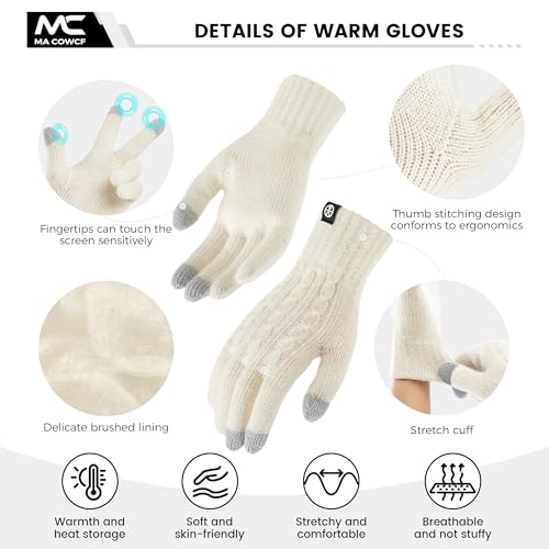 Women's Winter Gloves for Cold Weather Thermal Knit Elastic Soft Touch Screen Glove for Running Driving Hiking - Image 5