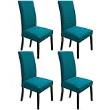 NORTHERN BROTHERS Dining Chair Covers Stretch Chair Slipcovers, Removable Washable Parsons Kitchen Chair Covers Set of 4, Teal