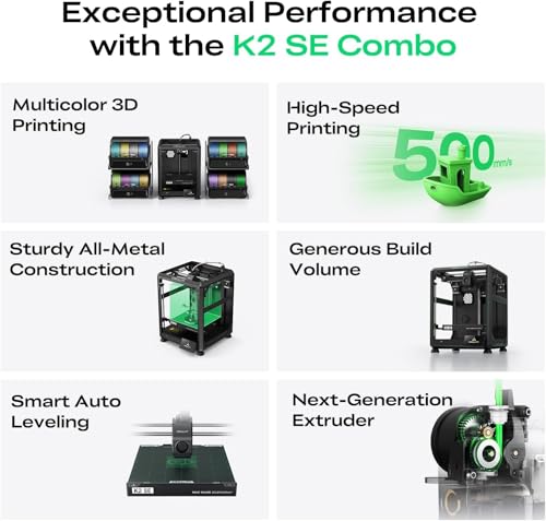 Image of Creality K2 SE Combo High-Speed FDM 3D Printer with 500mm /s Speed, Auto Leveling, Direct Drive Extruder, WiFi Connectivity, Multi-Color Printing Support - 220x215x245mm Build Volume