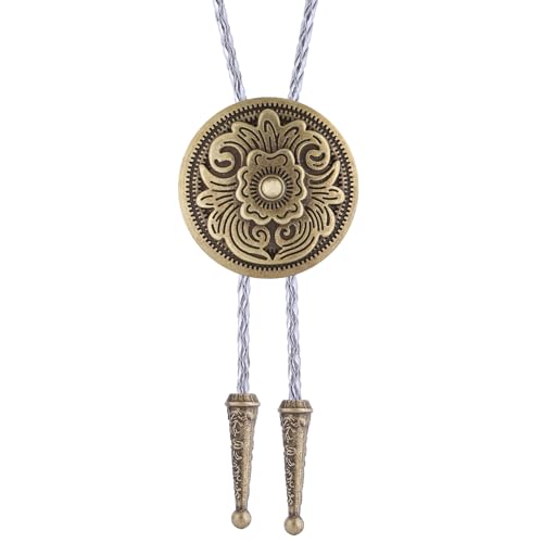 Image of GelConnie Floral Bolo Tie for Men Womens Bolo Tie Necklace Native American Black Men's Bolo Ties Western Cowboy Bolero Ties