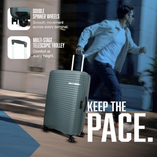 Image of American Tourister Liftoff+|Medium Size Check-in Spinner Trolley Bag (67 cm) for Travel|360 8 Wheel Travel Luggage|Hard Case Polypropylene (PP) Suitcase|Mounted TSA Lock|Dark Olive