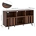 Oubayajia Large Record Player Stand, Vinyl Record Storage Holder, Record Player Table with Power Outlet, Record Storage Turntable Stand Record Stand Table (Walnut, 55.11''W)