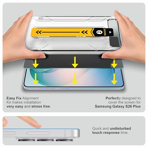 Image of Affix 2 Pack for Privacy Samsung Galaxy S26 Plus Tempered Glass, Screen Protector Guard with Easy Fix Installation Tool, 9H Hardness Shatterproof, HD Clear Scratch Resistant